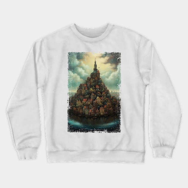 Steampunk Amsterdam Skyline Crewneck Sweatshirt by erzebeth